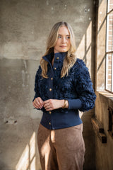 ICNK-Cardigan Drava Lasercut Circles-Vintage Indigo