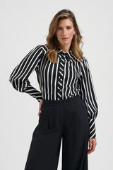 lady day blouse bente black/wool white stripe