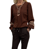 mi piace top houndtooth print stripe 202720 rust