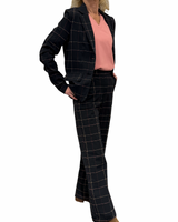 mi piace broek 202581 check herringbone print black/burgundy