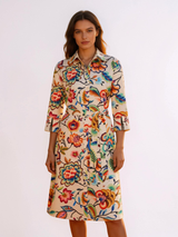 mi piace jurk 202757 embroidered bloom print multicolor