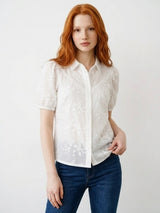 Red Button-Blouse Victoria 3D Flower SRB4826-White