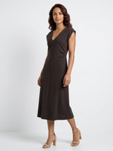 jurk doris donkerbruin van lady day