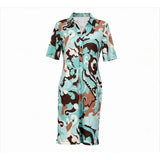 mi piace travel polo jurk mint/bruin abstracte print