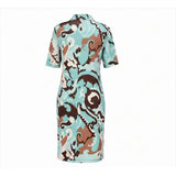 angelle milan polo jurk mint bruine abstract print