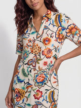 mi piace polo kraag jurk 202605 embroided bloom print multicolor