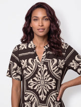 angelle milan jurk 1467 ecru/bruin barok print