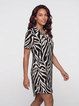 angelle milan jurk 1467 zebra print black/offwhite