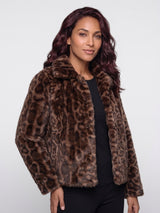 Mi Piace-Coat Fur Panter Print 202880-Chestnut