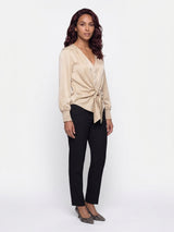 Mi Piace-Blouse Knotted Satin 202910-Sand