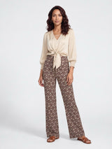 Mi Piace-Dikke Kwaliteit Travelstof Straight Broek 202136 Harvest Ikat Print-Espresso