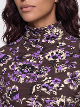 Mi Piace-Travel Top Wrinckle Light Ornamental Flowers Print 202895-Winter Purple