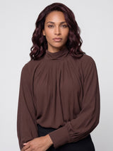 Mi Piace-Travel Blouse Bow Light 202774L-Espresso