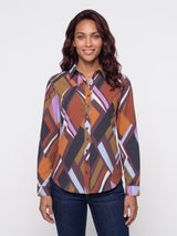 Mi Piace-Travel Blouse 60840-Geometric Fusion Print-Multicolor