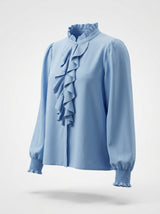 Mi Piace-Travel Blouse Ruffle 202930-Della Blue