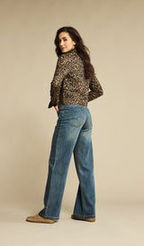 red button jacket leopard