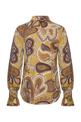 Mi Piace-Travel Blouse 202108-Big Paisley Print-Olive Oil