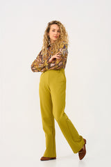 Mi Piace-Travel Blouse 202108-Big Paisley Print-Olive Oil