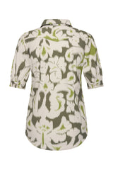 mi piace blouse puff 202270 ikat ornaments print olive