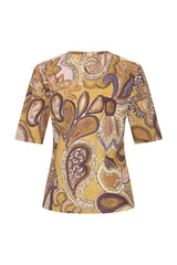 Mi Piace-Travel Top V-Neck 202271-Big Paisley Print-Olive Oil