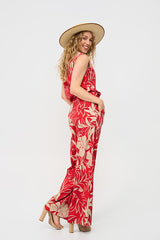 mi piace travel broek 202089 tropical hibiscus print red