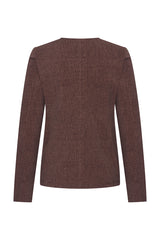 Blazer Collarless Woven Structure Print