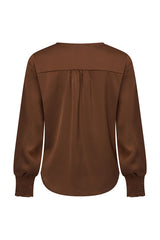 Mi Piace-Blouse Knotted Satin 202910-Chestnut