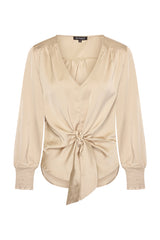 Blouse Knotted Satin Sand 202910