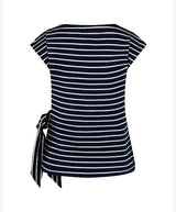 red button top terry donkerblauw