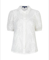red button blouse victoria 3D flower white