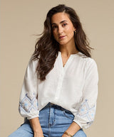 red button blouse & embroidery srb4829 bluemulti