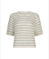 red button trui jolene stripe light khaki