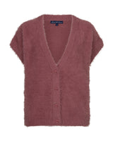 Red Button-Vest Sleeveless Fuzzy SRB5116-Mauve