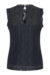 donkerblauwe kanten top 202486