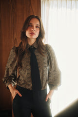 lady day blouse mary herringbone print