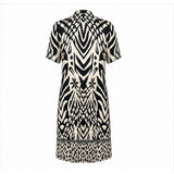 angelle milan travel jurk 1467 zwart-wit tropisch print