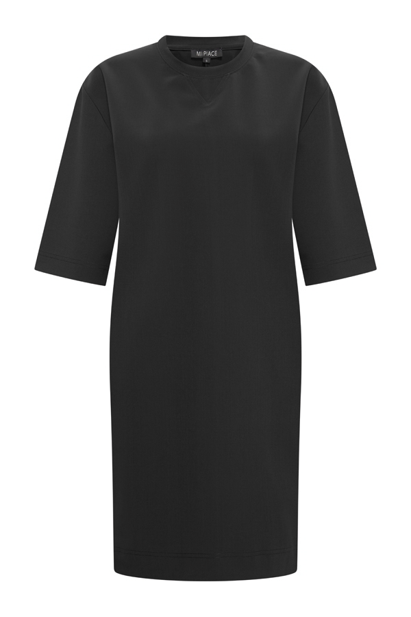 Mi Piace Bonded Travel Jurk Midi 202682-Black