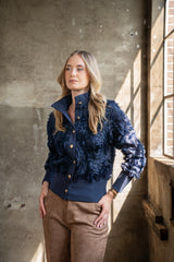 ICNK-Cardigan Drava Lasercut Circles-Vintage Indigo