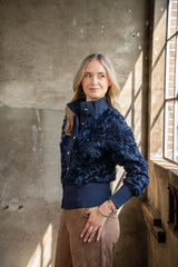 ICNK-Cardigan Drava Lasercut Circles-Vintage Indigo