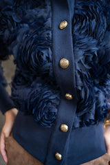 ICNK-Cardigan Drava Lasercut Circles-Vintage Indigo