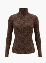 ICNK-Top Friede Mesh Velour Print-Mid Brown