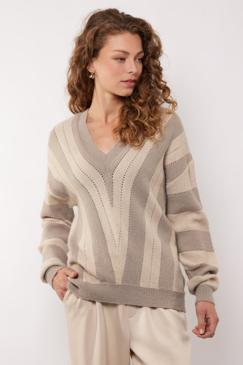 g-maxx rekha knit pullover wood ash/moon rook