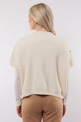 C&S The Label Violette Knit Gilet 25NOC07-Wool White/Light Camel