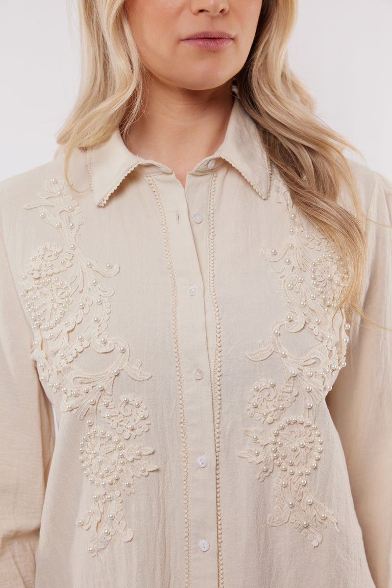 c&s the label blouse linsey ecru