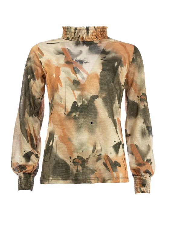 ned top smock ls tr silver lining raw rhythm lurex tricot knit