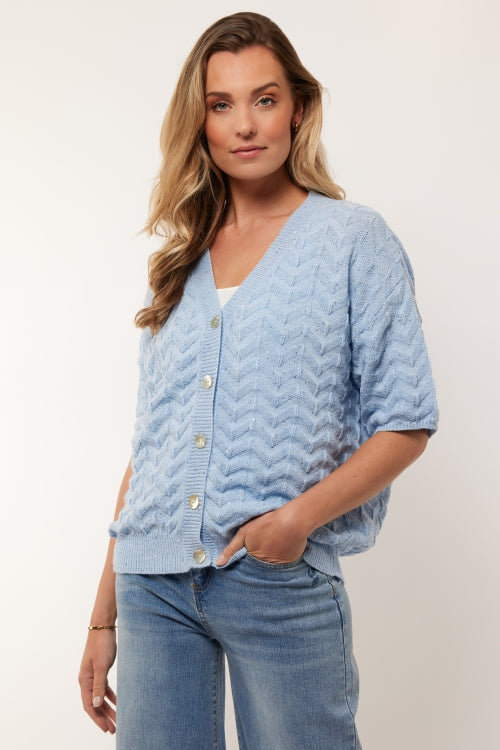 G-maxx knitted cardigan tate chambray blue