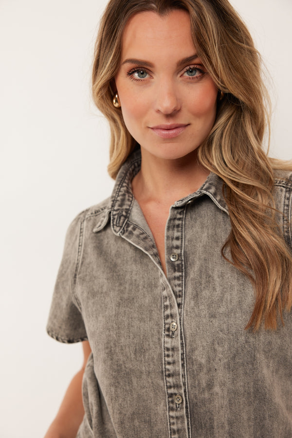 G-maxx Denim blouse Toni Light Grey