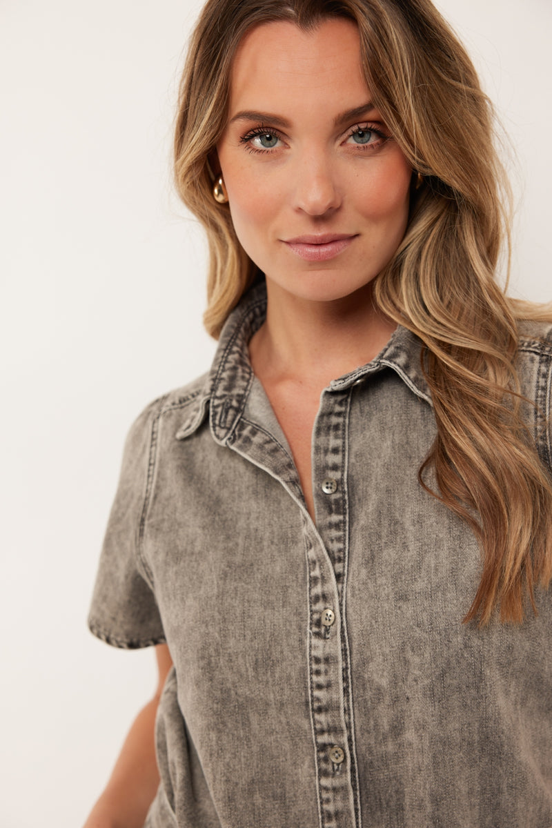G-maxx Denim blouse Toni Light Grey