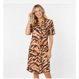 angelle milan travel jurk 1467 bruin/zwart tijgerprint