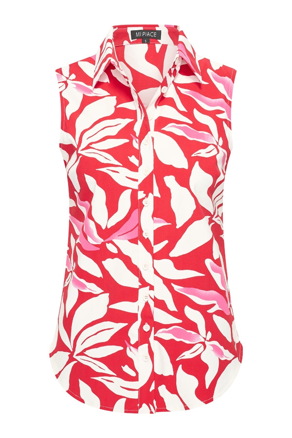 mi piace blouse sleeveless flower print red/off white